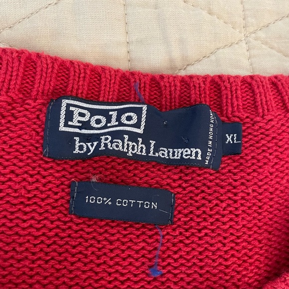 Polo Ralph Lauren Vintage The Iconic Cotton Crewneck Sweater in Red Size XL - Picture 3 of 5